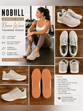 NOBULL Beige Tan Knit Training Shoes